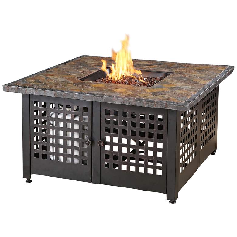 Image 1 Elizabeth Slate Tile and Marble Mantel 41 1/4"W LP Gas Fire Pit