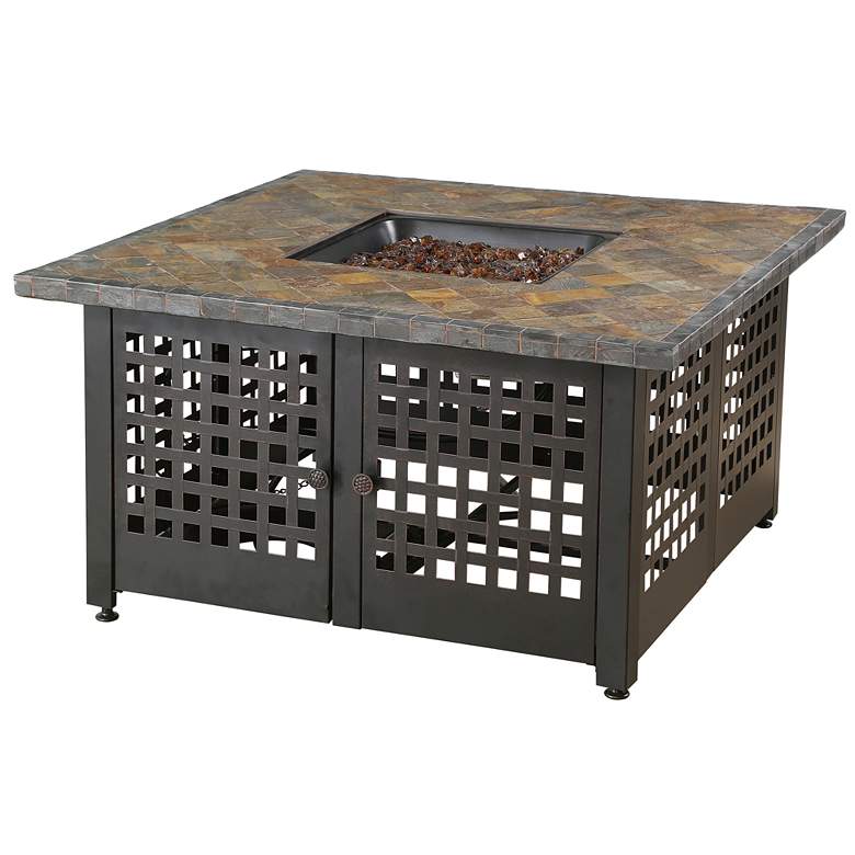 Image 2 Elizabeth Slate Tile and Marble Mantel 41 1/4"W LP Gas Fire Pit more views
