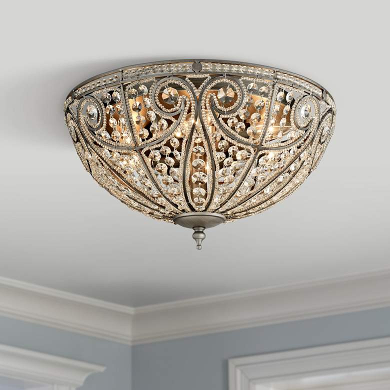 Image 1 Elizabethan 17" Wide Weathered Zinc 6-Light Ceiling Light