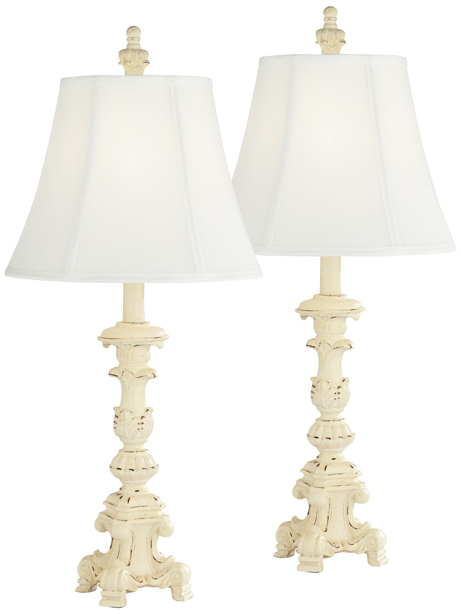 Elize Whitewash Traditional Candlestick Lamps Set of 2 1R042 Lamps Plus
