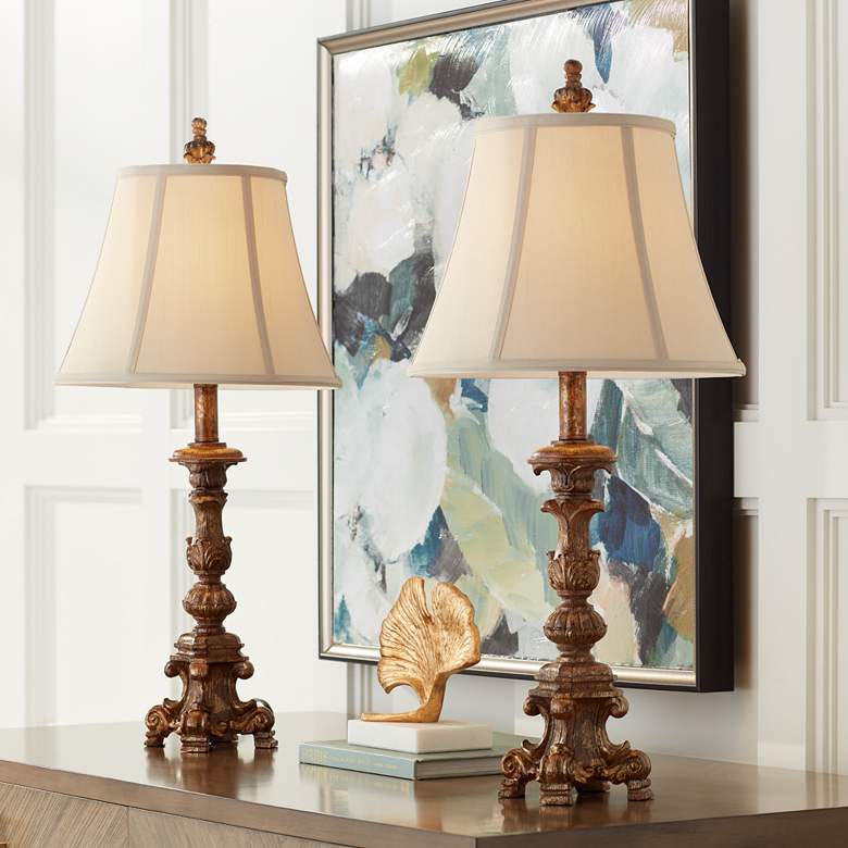 Image 1 Elize Traditional Bronze Finish Table Lamps Set of 2