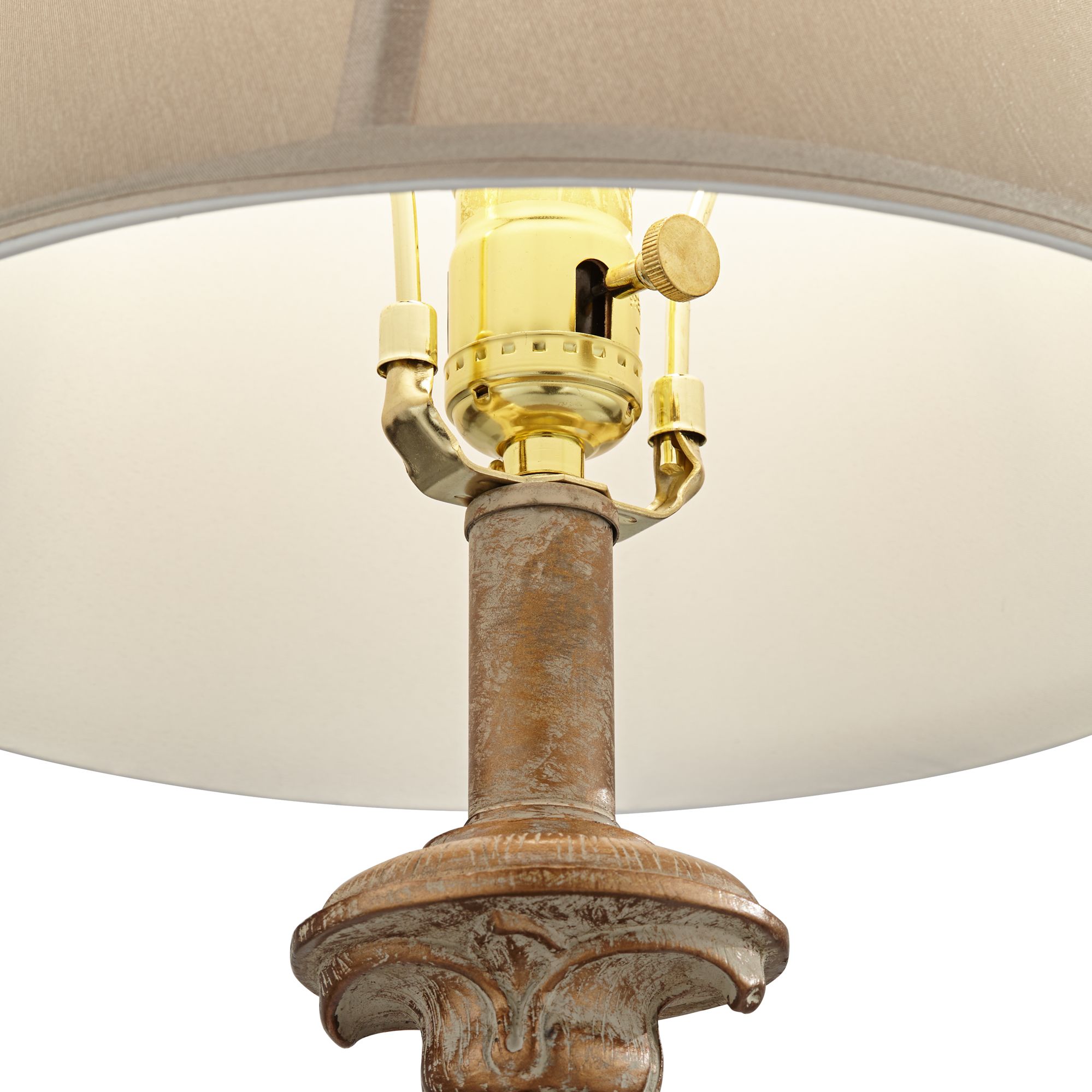 Elize Whitewash Candlestick Lamp Set with Table Top Dimmers 80Y98