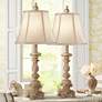 Watch A Video About the Elize Whitewash Traditional Candlestick Lamps Set of 2