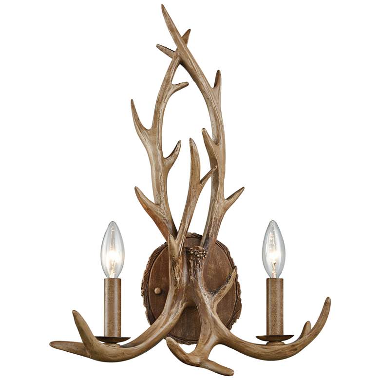 Image 1 Elk 19" High Wood Brown 2-Light Wall Sconce