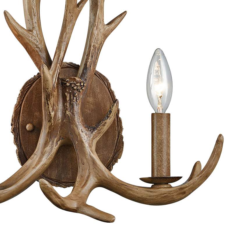 Image 2 Elk 19" High Wood Brown 2-Light Wall Sconce more views