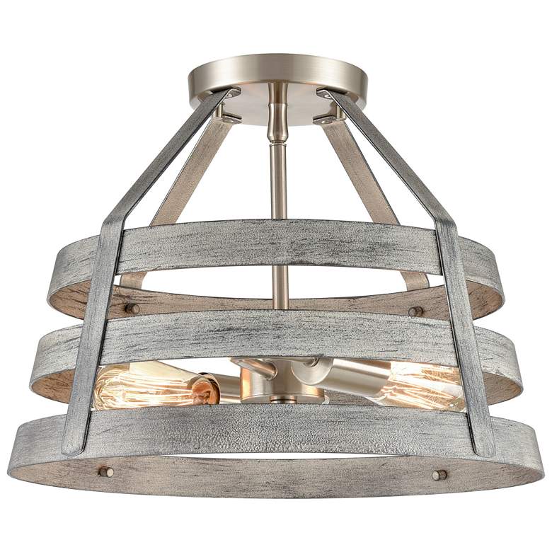 Image 1 Elk Brigantine 15" Wide Satin Nickel 2-Light Ceiling Light