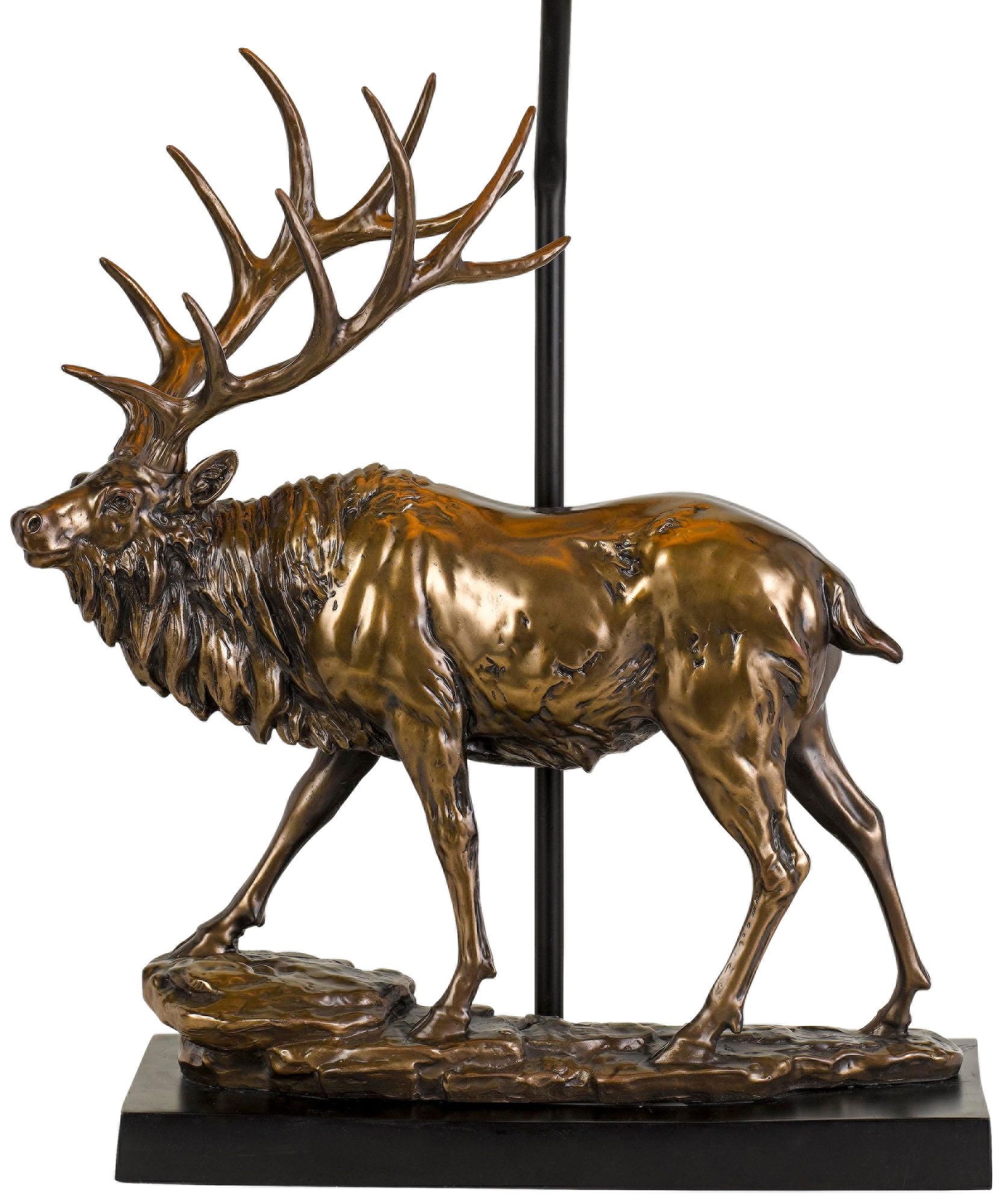 bronze elk lamp