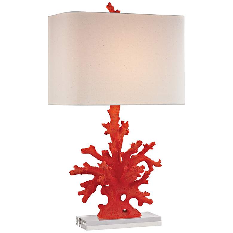 Image 1 Elk Lighting 28 inch Coastal Red Coral Table Lamp