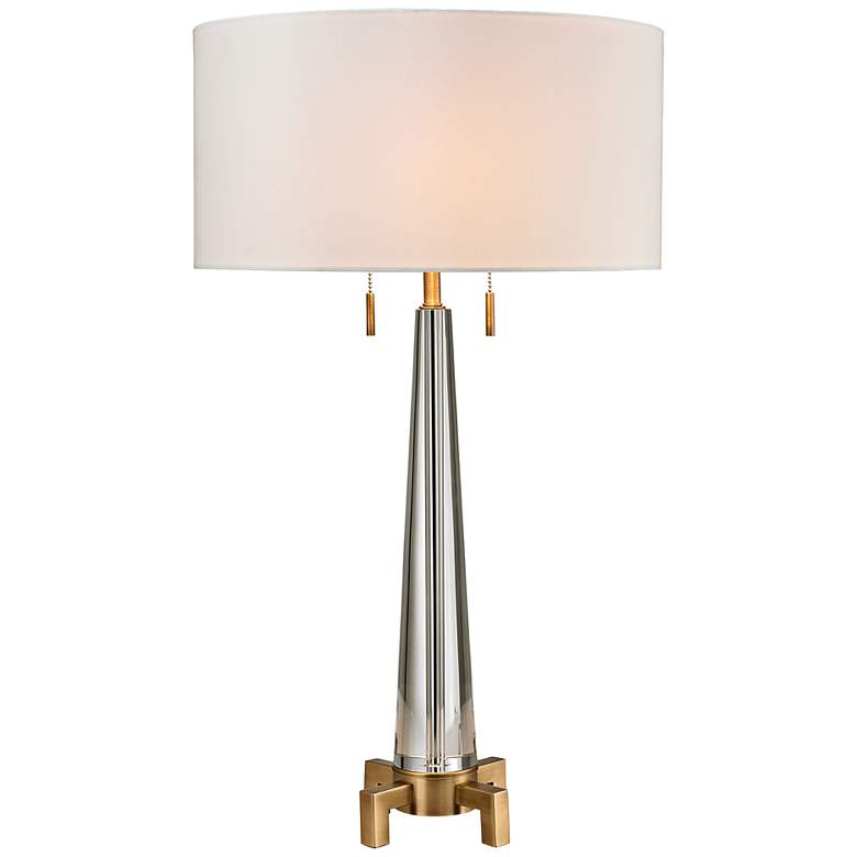 Image 1 Elk Lighting Bedford 30 inch Modern Tapered Brass and Crystal Table Lamp