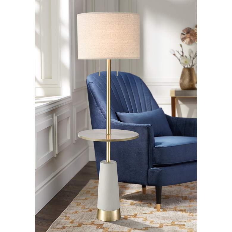 Image 1 Elk Lighting Below the Surface 63" Concrete and Gold Table Floor Lamp