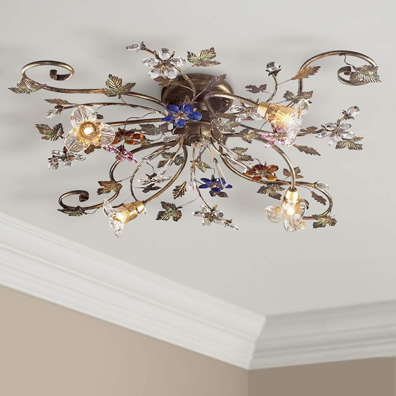 Image 1 Elk Lighting Brillare 35" Leaf and Vine Crystal Ceiling Light Fixture