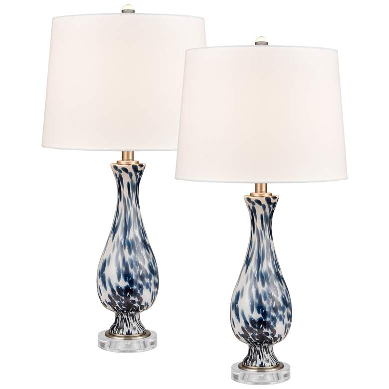 Image 1 Elk Lighting Cordelia Sound 30" High Blue Glass Table Lamps Set of 2