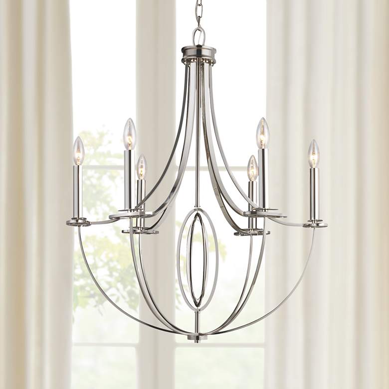 Image 1 Elk Lighting Dione 25" Wide 6-Light Polished Nickel Candle Chandelier