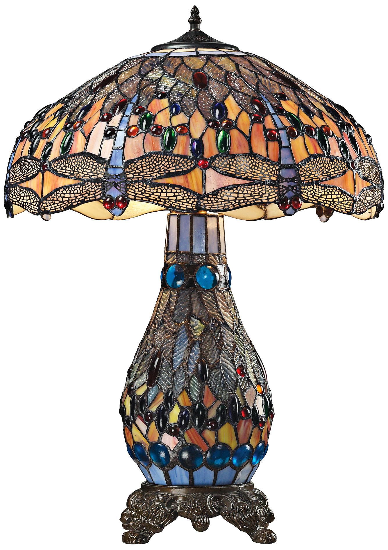 Elk Lighting Dragonfly 26" Tiffany-Style Glass Night Light Table Lamp