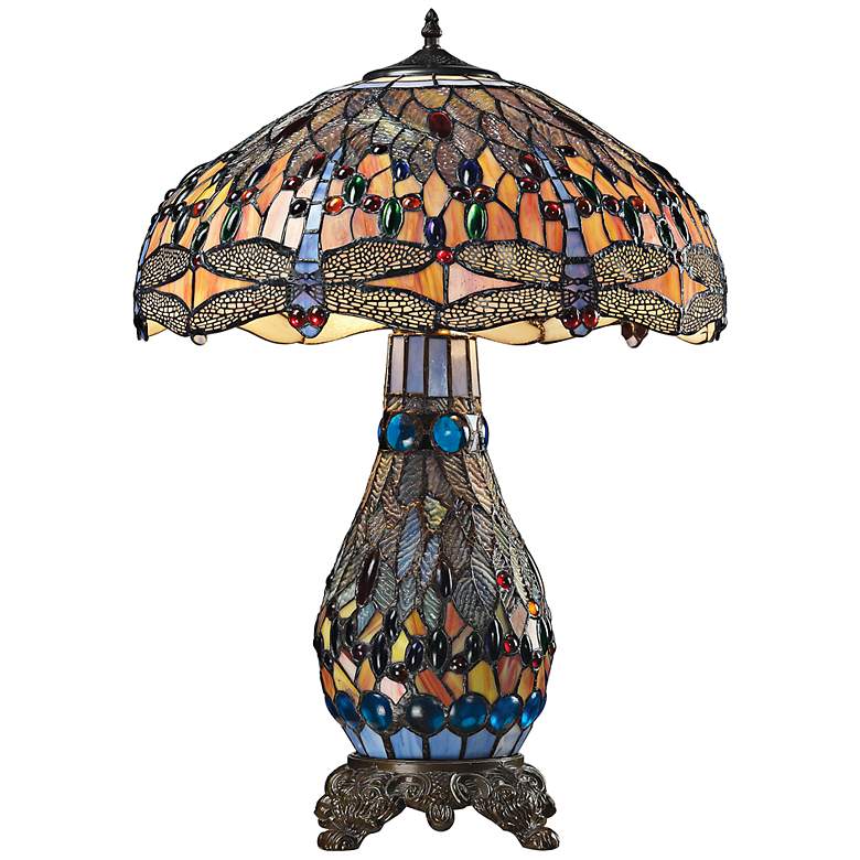 Image 2 Elk Lighting Dragonfly 26" Tiffany-Style Glass Night Light Table Lamp