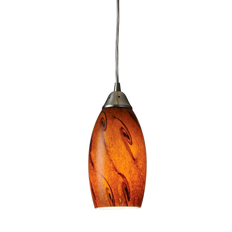 Image 2 Elk Lighting Galaxy 5" Satin Nickel and Brown Art Glass Mini Pendant more views
