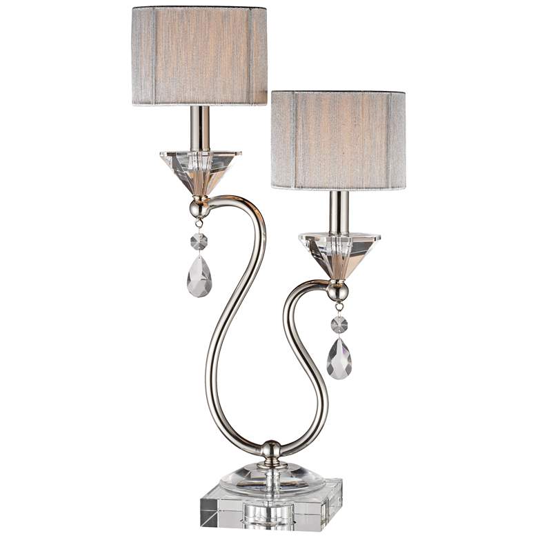 Image 1 Elk Lighting Krystal 23 1/2" 2-Arm Polished Nickel and Crystal Lamp