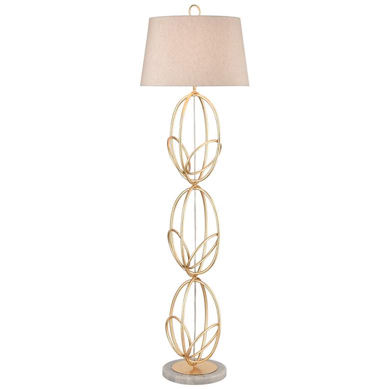 Image 1 Elk Lighting Morely 63 inch High Geometric Spiral Gold Leaf Floor Lamp