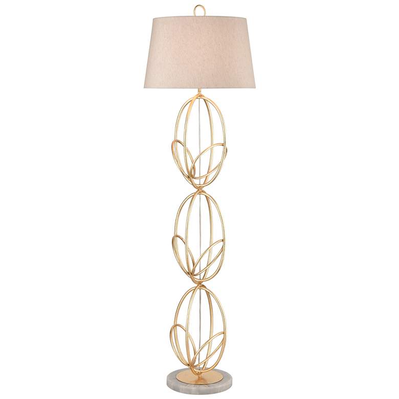 Image 1 Elk Lighting Morely 63" High Geometric Spiral Gold Leaf Floor Lamp