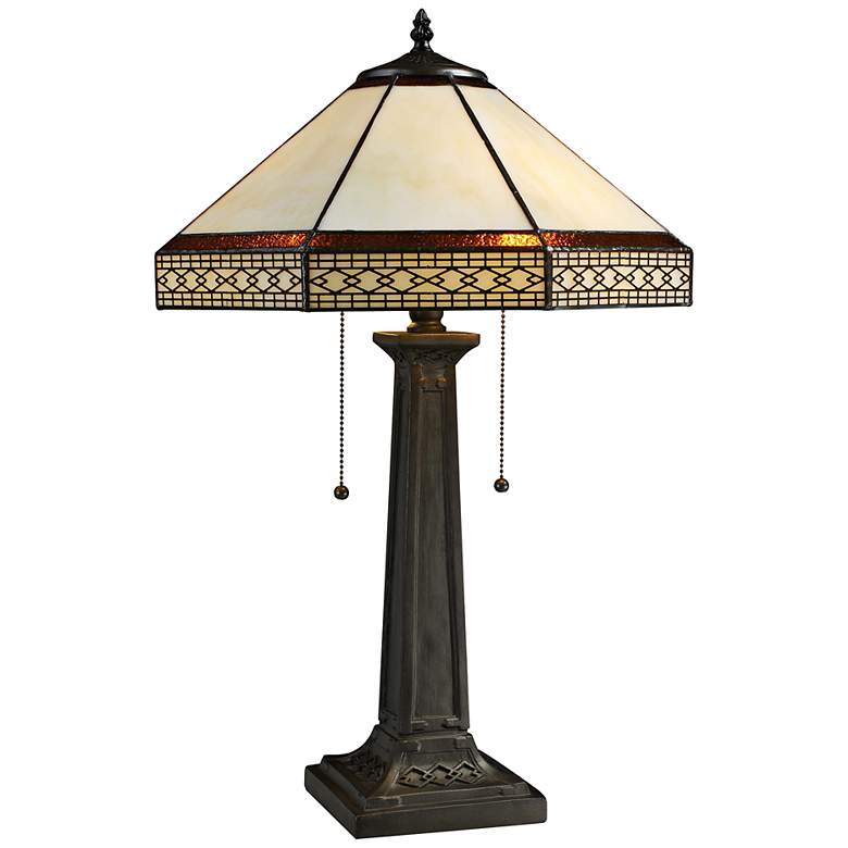 Image 2 Elk Lighting Stone 24 inch Bronze 2-Light Tiffany-Style Table Lamp