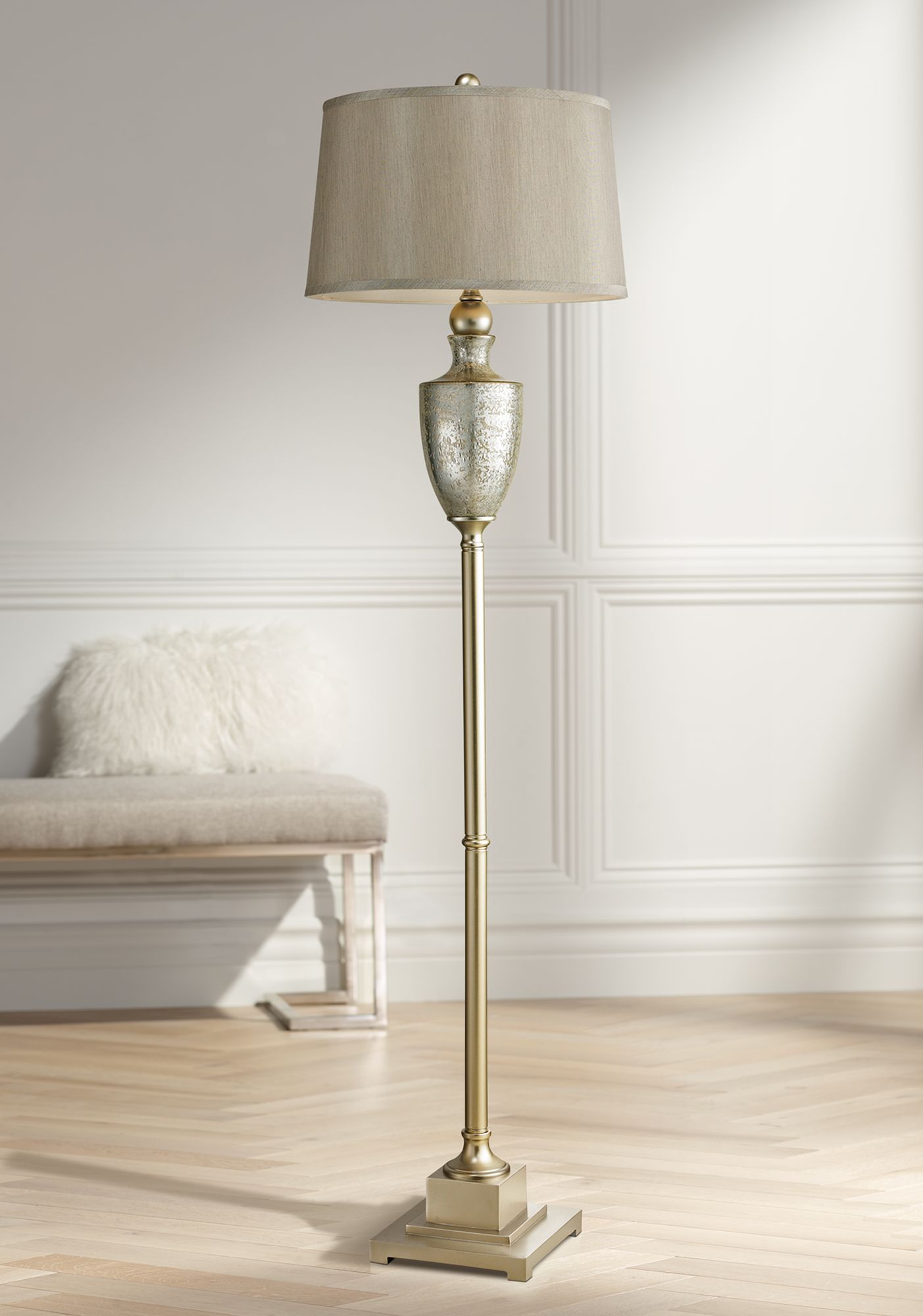 silver glass floor lamp