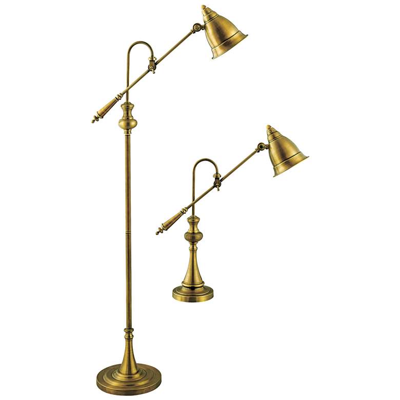 Image 1 Elk Lighting Watson Brass Floor and Table Lamps with LED Bulbs Set of 2