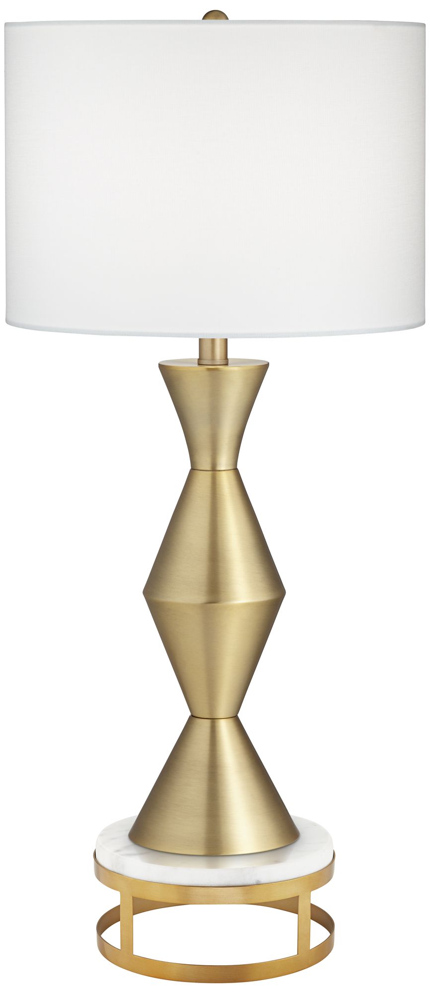Elka Brass Finish Metal Modern Table Lamp With Brass Round Riser ...