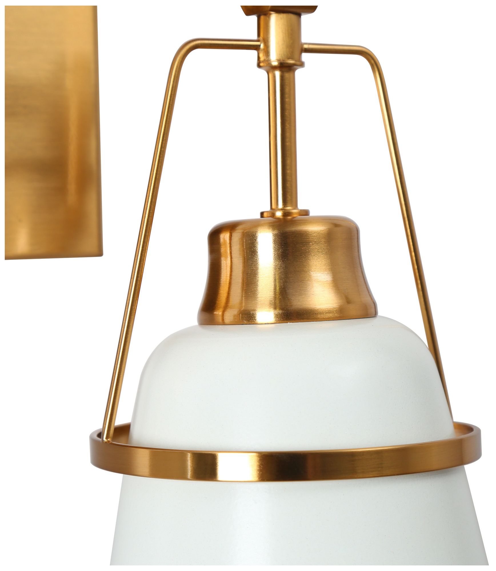 Image 4 Elkin 13.4"W 2-Light White Brass Metal Cone Bathroom Vanity Light more views