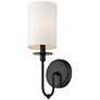1_Ella 15 1/2" High Matte Black Wall Sconce