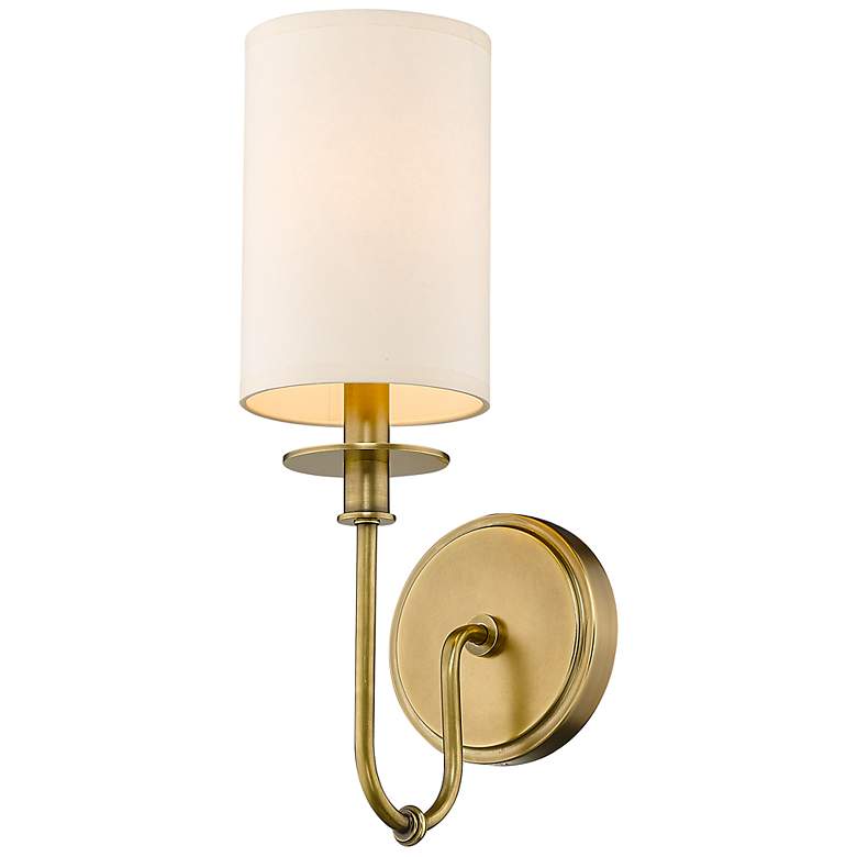 Image 1 Ella 15 1/2" High Rubbed Brass Metal Wall Sconce