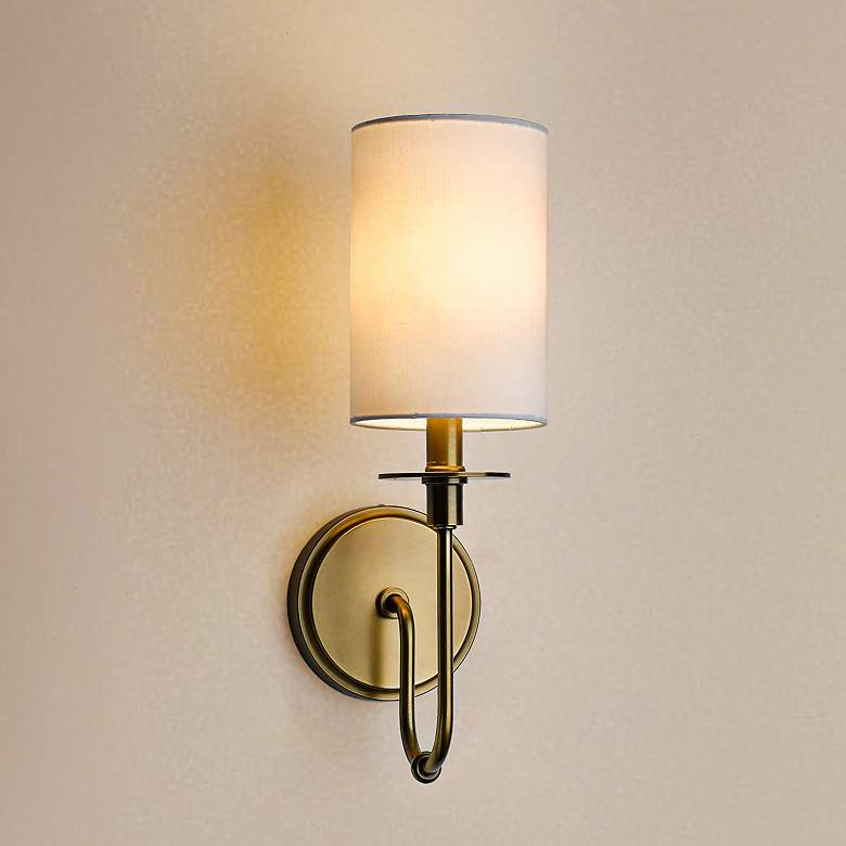 Image 2 Ella 15 1/2" High Rubbed Brass Wall Sconce
