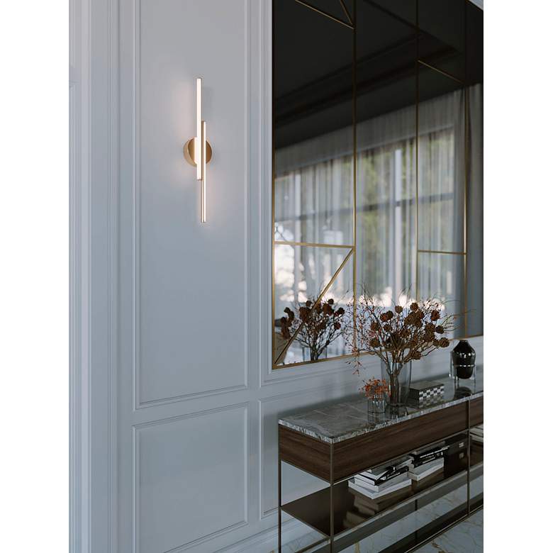 Image 2 Ella 16 3/4" High Satin Brass LED Wall Sconce more views