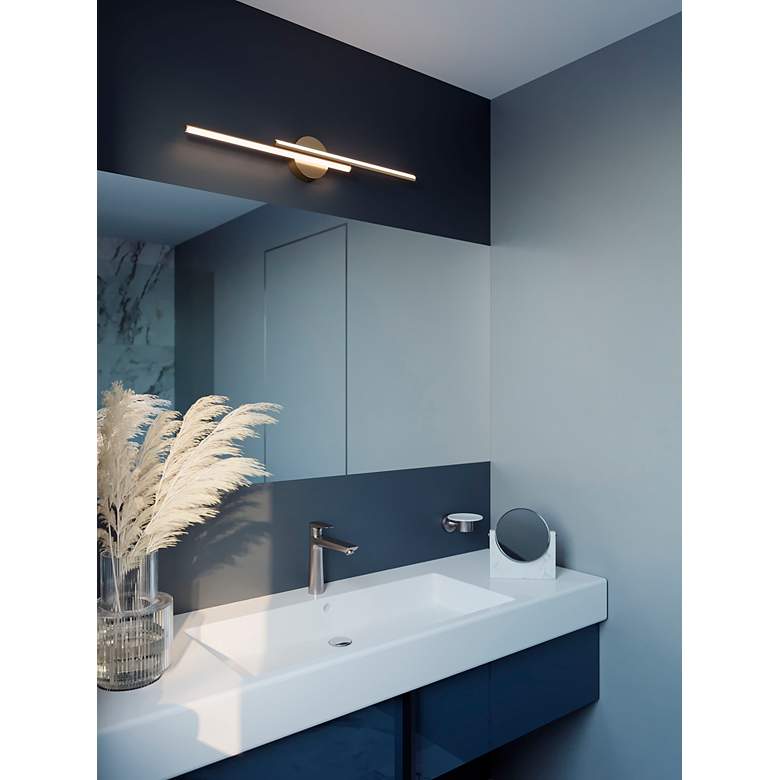 Image 3 Ella 16 3/4" High Satin Brass LED Wall Sconce more views