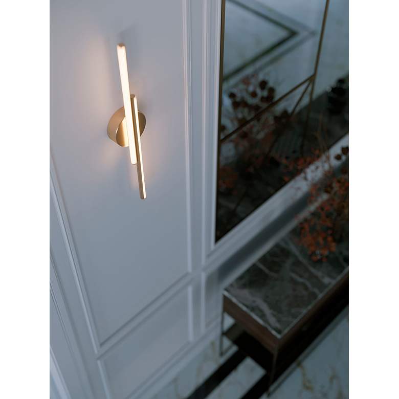 Image 4 Ella 16 3/4" High Satin Brass LED Wall Sconce more views