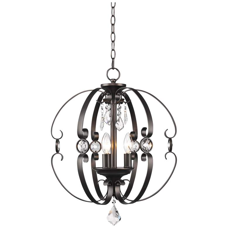 Image 2 Ella 18"W Etruscan Bronze Open Sphere Foyer Pendant