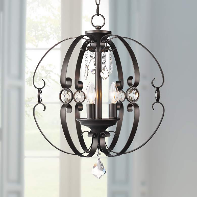 Image 1 Ella 18"W Etruscan Bronze Open Sphere Foyer Pendant