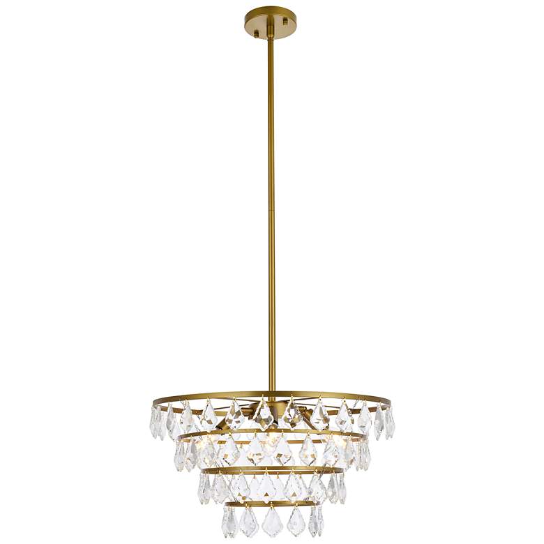 Image 2 Ella 20" Wide Brass and Clear Crystal 4-Tier Chandelier