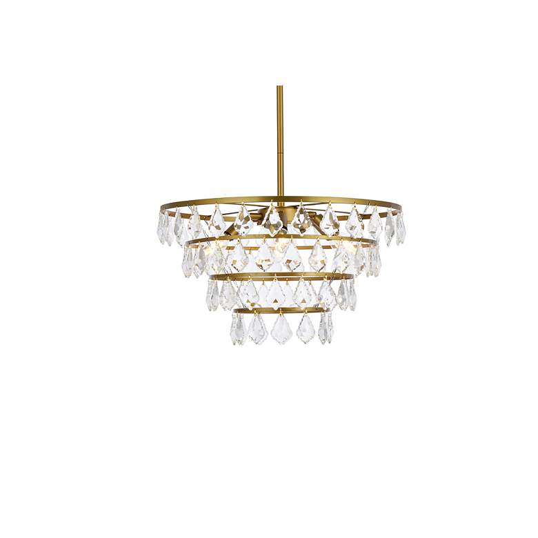 Image 4 Ella 20" Wide Brass and Clear Crystal 4-Tier Chandelier more views
