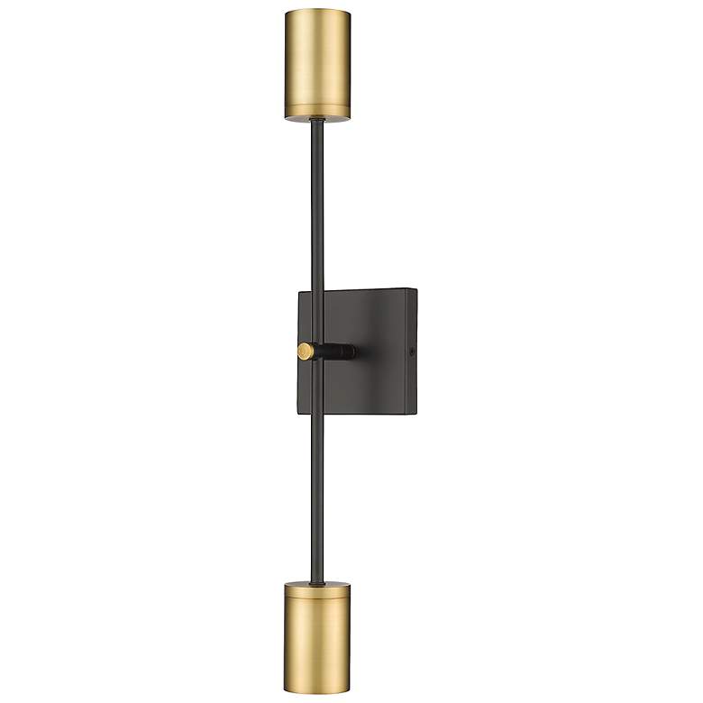 Image 2 Ella 24" High Matte Black and Olde Brass 2-Light Wall Sconce