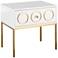 Ella 25" Wide White Lacquer and Brushed Gold Luxe Side Table