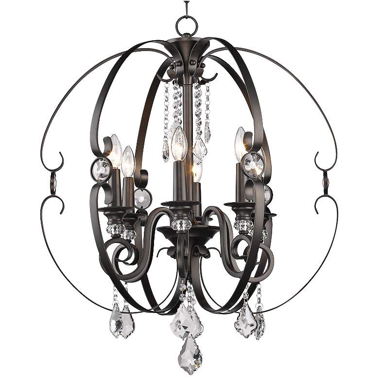 Image 2 Ella 26 inch Wide Brushed Etruscan Bronze 6-Light Chandelier