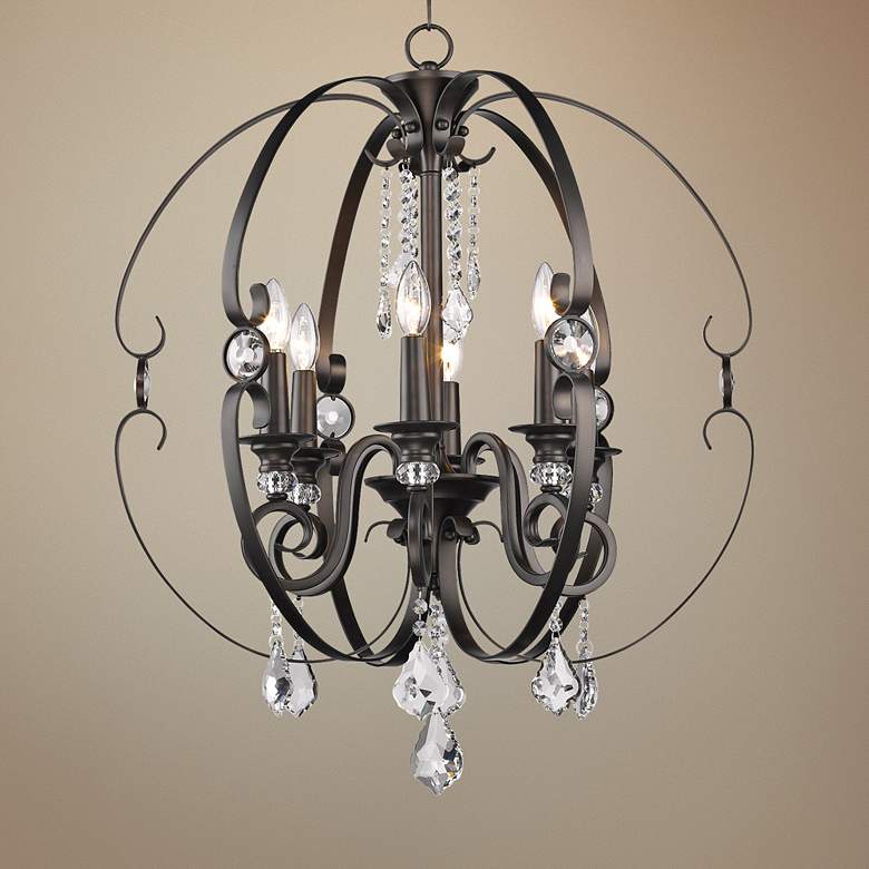 Image 1 Ella 26" Wide Brushed Etruscan Bronze 6-Light Chandelier
