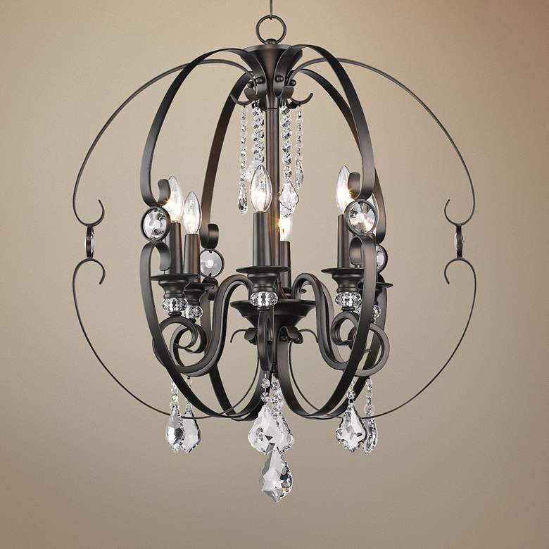 Image 1 Ella 26 inch Wide Brushed Etruscan Bronze 6-Light Chandelier