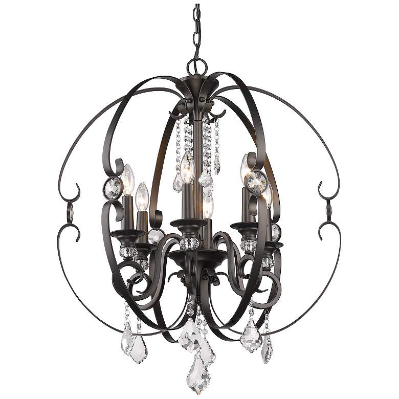 Image 6 Ella 26 inch Wide Brushed Etruscan Bronze 6-Light Chandelier more views