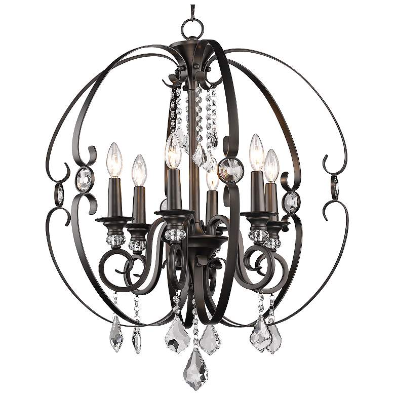 Image 7 Ella 26 inch Wide Brushed Etruscan Bronze 6-Light Chandelier more views