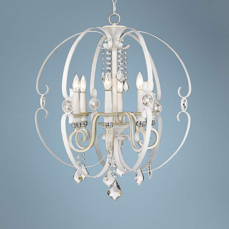 Image 1 Ella 26" Wide French White 6-Light Chandelier