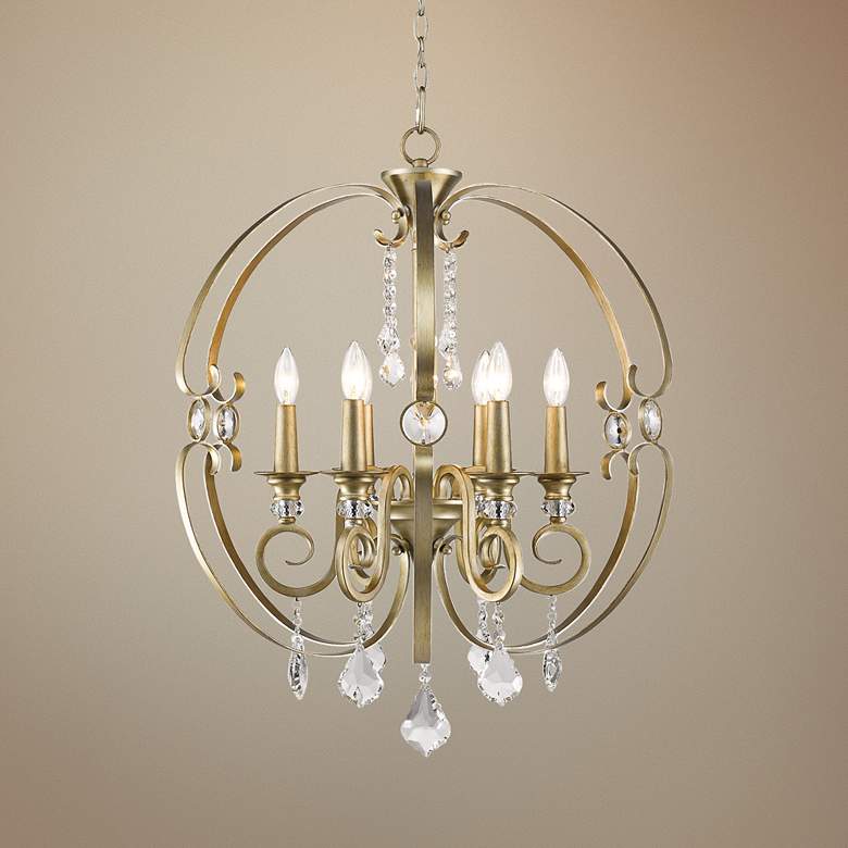 Image 1 Ella 26 inch Wide White Gold 6-Light Chandelier