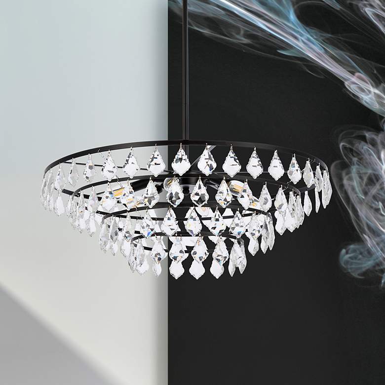 Image 1 Ella 28" Wide Black and Clear Crystal Pendant Light