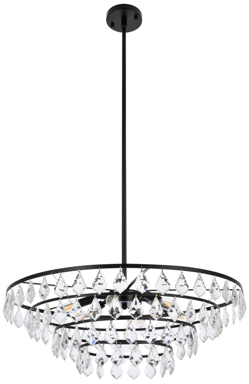 Ella 28" Wide Black and Clear Crystal Pendant Light