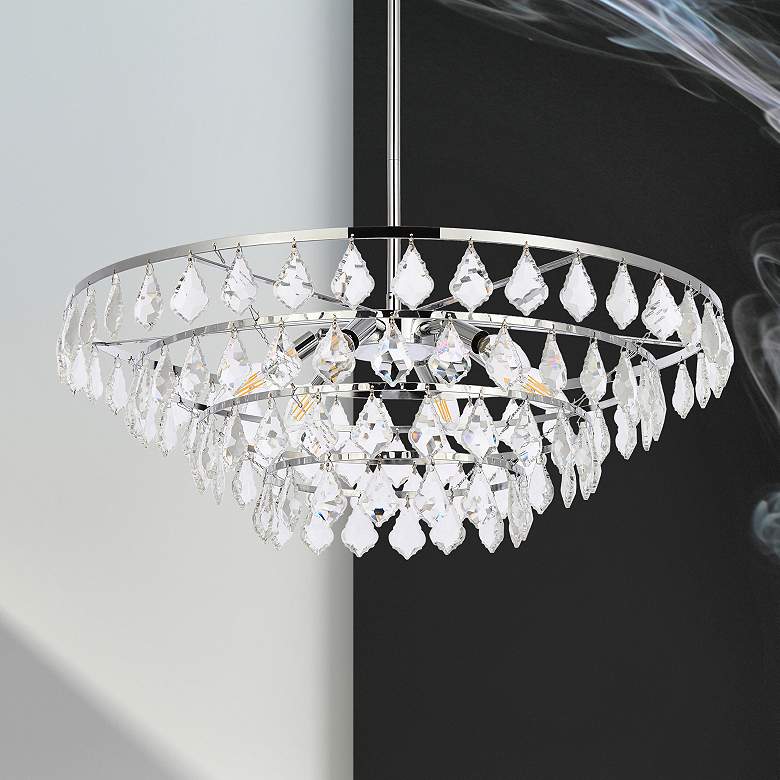 Image 1 Ella 28" Wide Chrome Multi-Tier Pendant Light